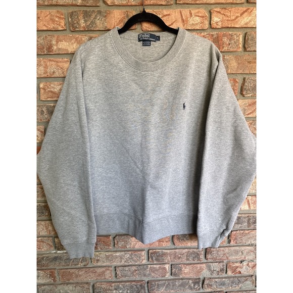 Men's Vintage 90's Polo Ralph Lauren Heather Gray Blue Crewneck Sweatshirt Sz M - Picture 1 of 3